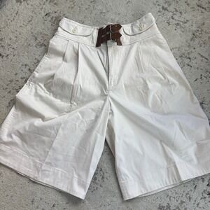 Lauren Ralph Lauren Cream High Waisted Buckle Pleated Shorts bermuda Size 8
